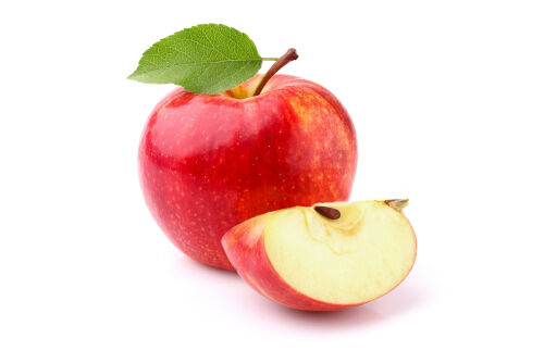 A crisp red apple.